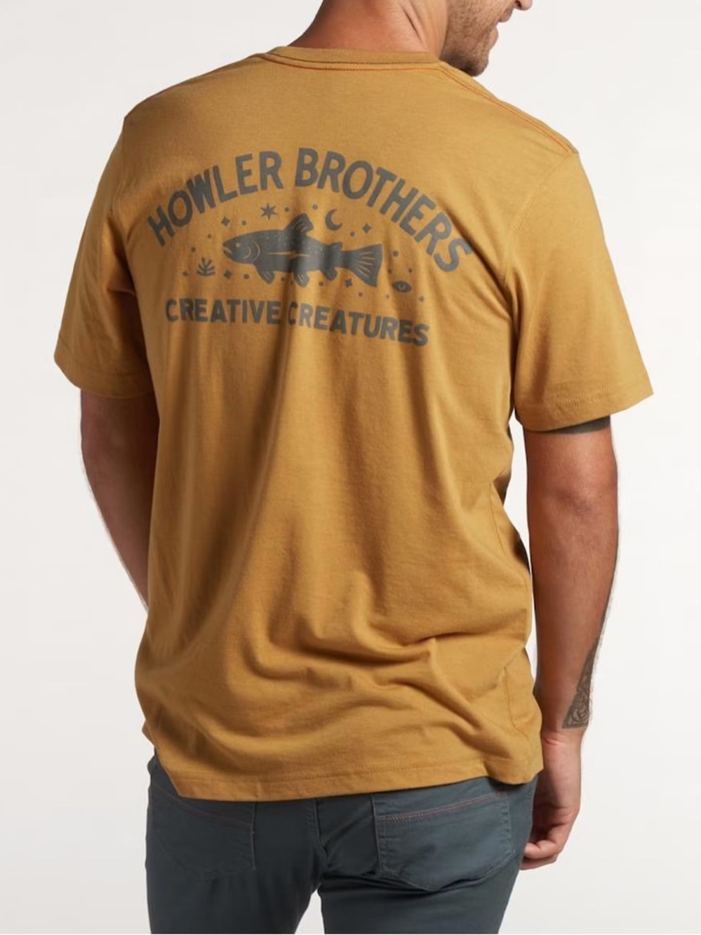 Howler Brothers Huckberry Mens XL Creative Creatures Trout Fish Dijon Shirt